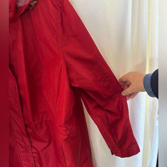 Woolrich Red Raincoat, Lightweight, Hooded, Zipper & Button Closure, Women's XXL - Picture 9 of 16